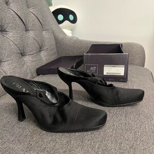 Prada Women's Black Satin Mules